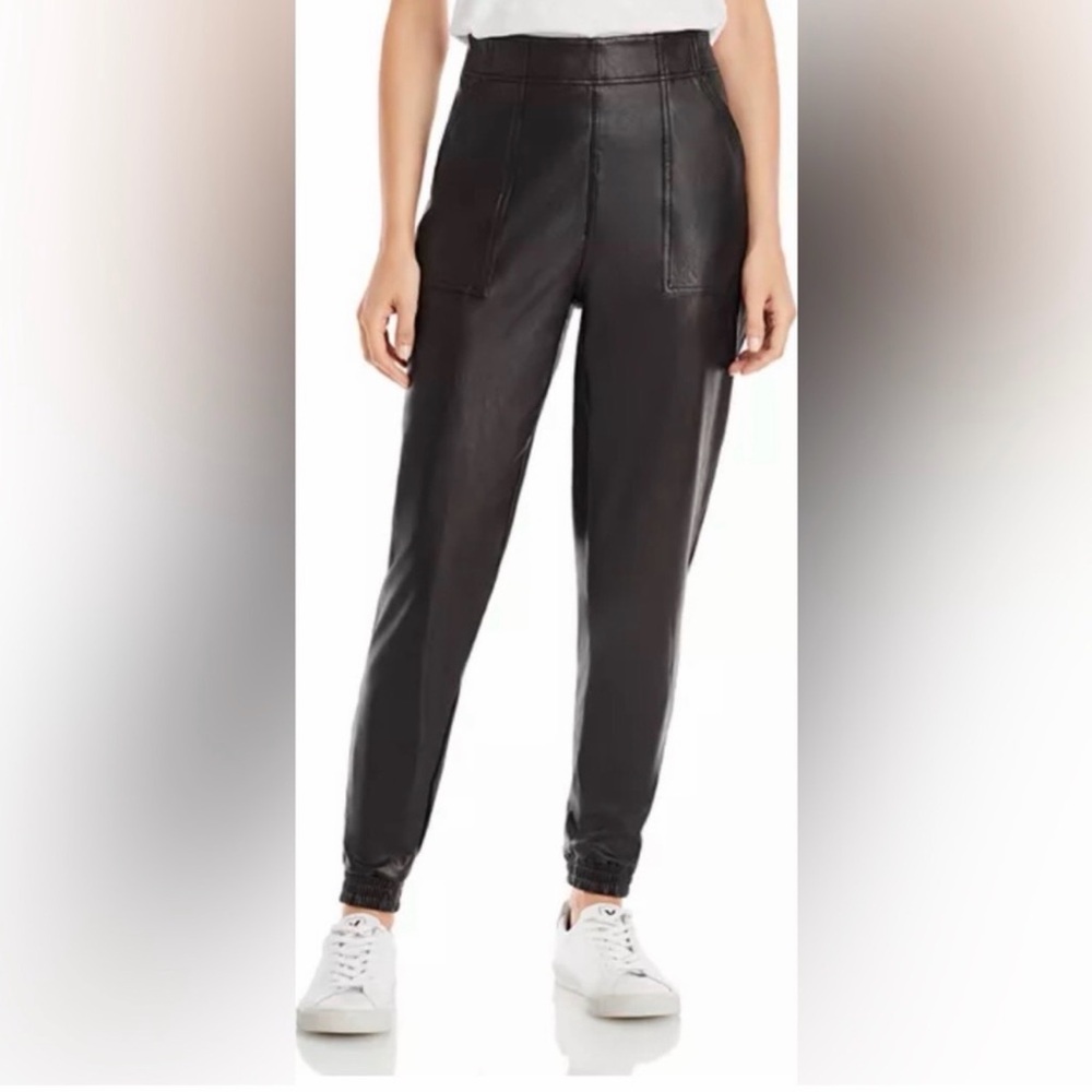 SPANX Black Faux Leather Jogger Pants